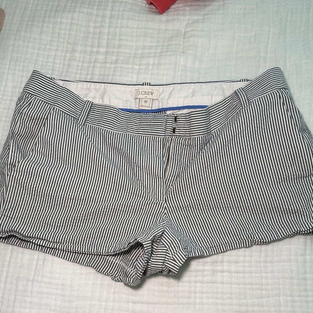J. Crew Navy and White Striped Women’s Shorts - Tailored Cotton